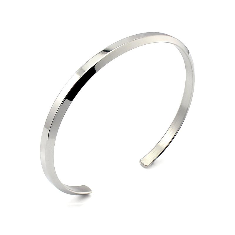 

Classic Simple Stainless Steel Bangle Bracelet 4mm Beveled Edge Opening Cuff Bangles Small Silver Gold Color for Women Men