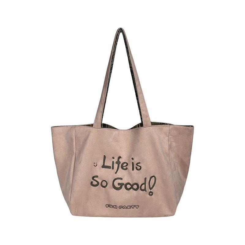 Double-sided Tote Bag, Laid-back Style Shoulder Bag, Niche Commuter Bag