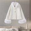 Tassel Solid Color Women Coat Faux Fur Feather Full Sleeve Female Jacket 2025 Autumn Winter Elegant Single Breasted Lady Outwear