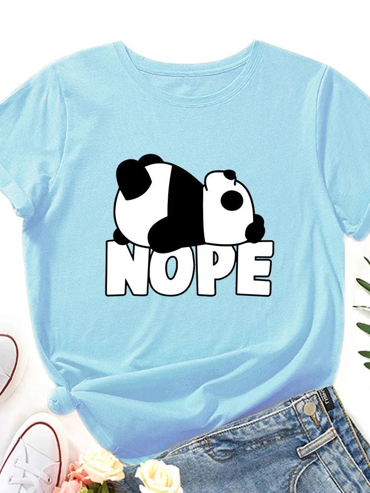 Cute Nope Panda Print T Shirt WoUnisex Short Sleeve O Neck Loose Tshirt Summer WoUnisex Causal Tee Shirt Tops Camisetas Mujer