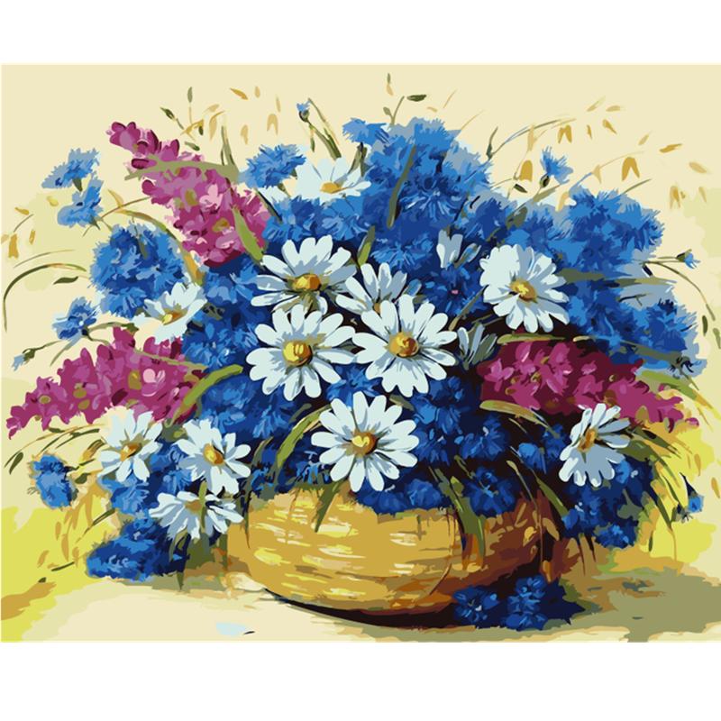 Artistic Flower Picture Unframd Handmade Oil Painting DIY Digital Kits Canvas Draw Home Decro Gift