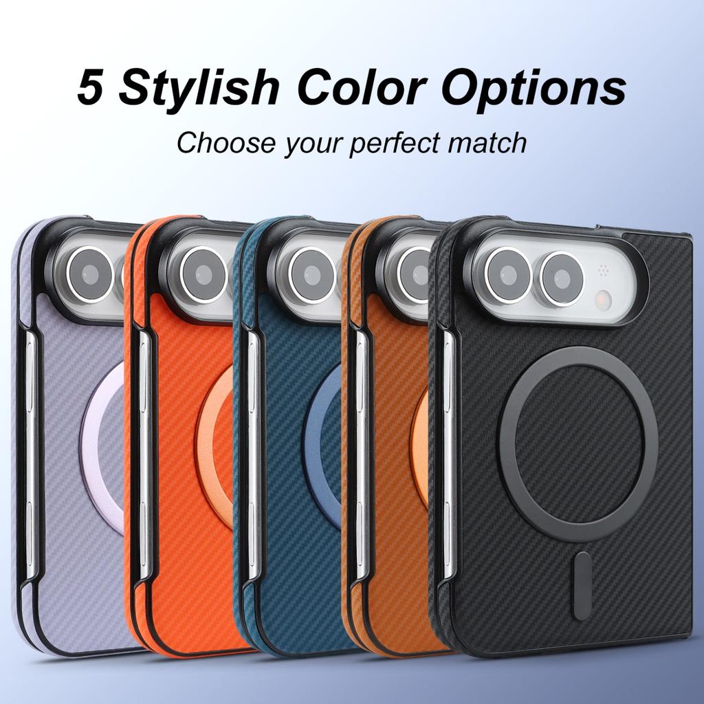 For IPhone Duo Fold Case Carbon Brazing Pattern Magnetic Protective Back Cover for MagSafe Wireless Charging Phone Shell Funda