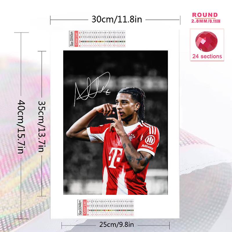 Football Star Signature 100% Round Full Drill 5D DIY Diamond Painting Embroidery Cross Stitch Rhinestone Decor