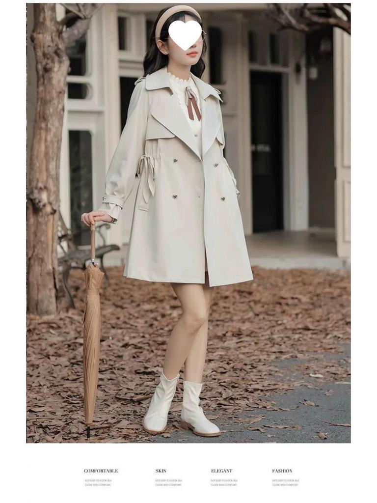 2025 Autumn Women's Petite French Trench Coat - British Style, Korean Version, Loose Fit