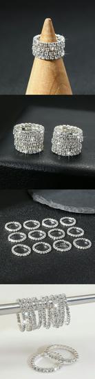12-Piece Rhinestone Elastic Toe & Finger Ring Set - Shiny High Heel Accessories