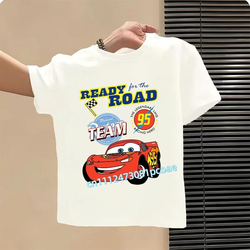 2026 Cars of the Universe Children's Pure Cotton Short-Sleeved Boys' Sports Shirt Girls' Casual Top Cartoon Print Summer T-Shirt