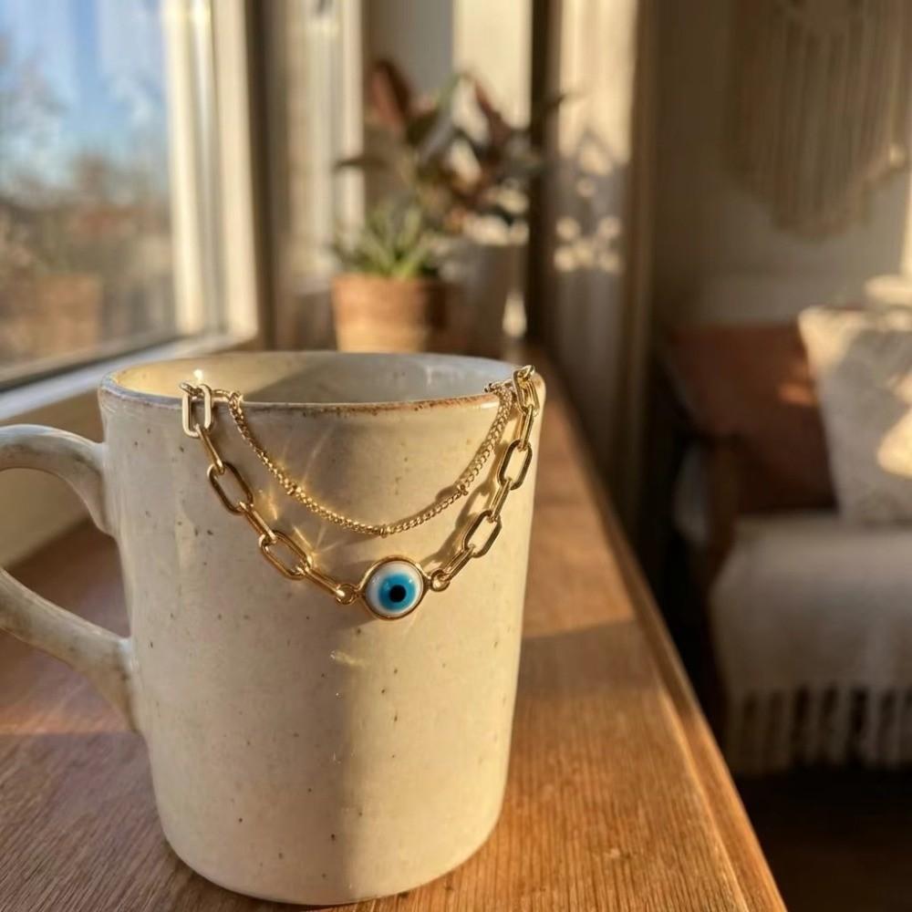 Elegant Stainless Steel Bracelet Unique Adjustable Chain Bracelet Turkish Blue Eye Bracelet  Unisex