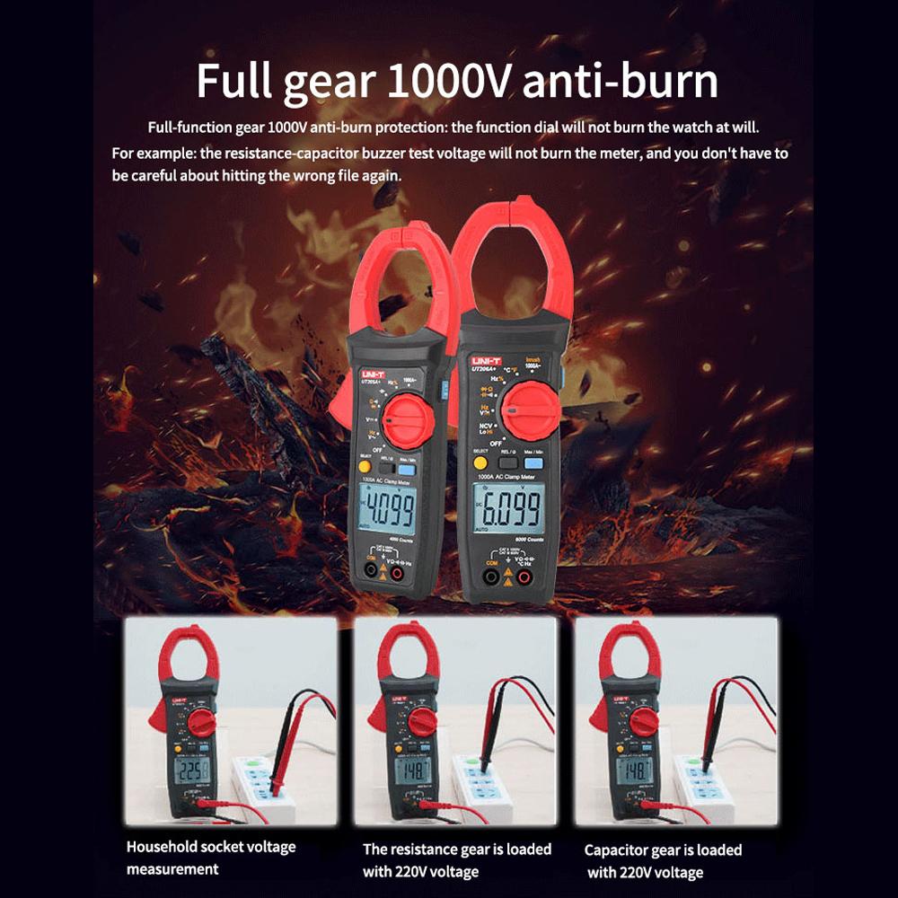 UNI-T UT206A+ Clamp Meter Digital Clamp Type Multimeter Universal Meter Autoranging Clampmeter 6099