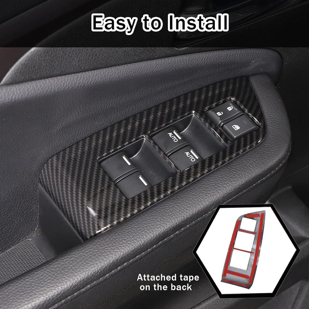 4PCS Window Lift Switch Panel Frame Cover Trim for Honda Pilot 2016-2022/ Passport 2019-2023, ABS Material Car Door Window Glasses Lifter Button