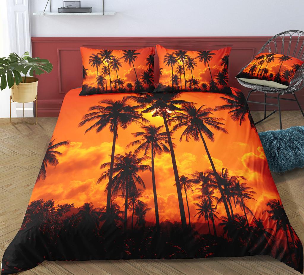 3D Ocean Print Bedding Single Double Bed Full Size Pillowcase and Quilt Cover 2 or 3 Landscape Patterns Washable and Comfortable Home Decoration