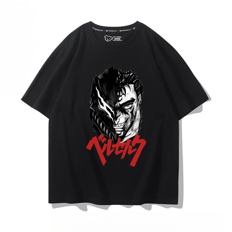 Berserk anime potisk osobnosti letní pánské 100% bavlna krátký rukáv venkovní ležérní pohodlné streetwear