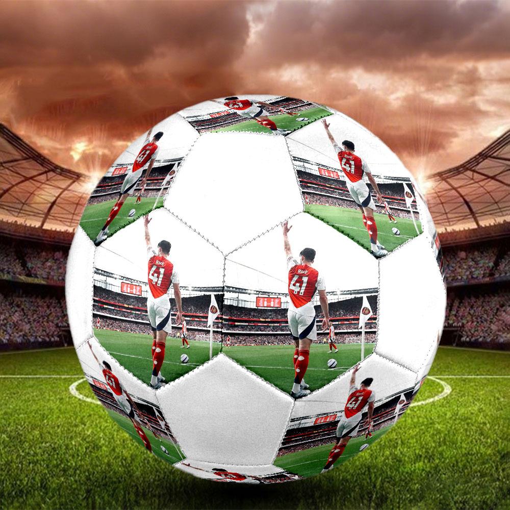 Declan Rice Size 5 Soccer Ball, Machine-Stitched PVC, Durable & High Bounce, All Ages Fit, Fan Merchandise, Matches & Outdoor Use.