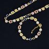 Hip Hop Jewelry Multi-Color Cubic Zirconia Zircon Gemstone Mixed Color Enamel Pattern Chain Necklace