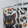 Halloween Decor Shower Curtain Set With Black Cat Pumpkin Bats Print Waterproof Fabric Bathroom Liner For Kids Gifts