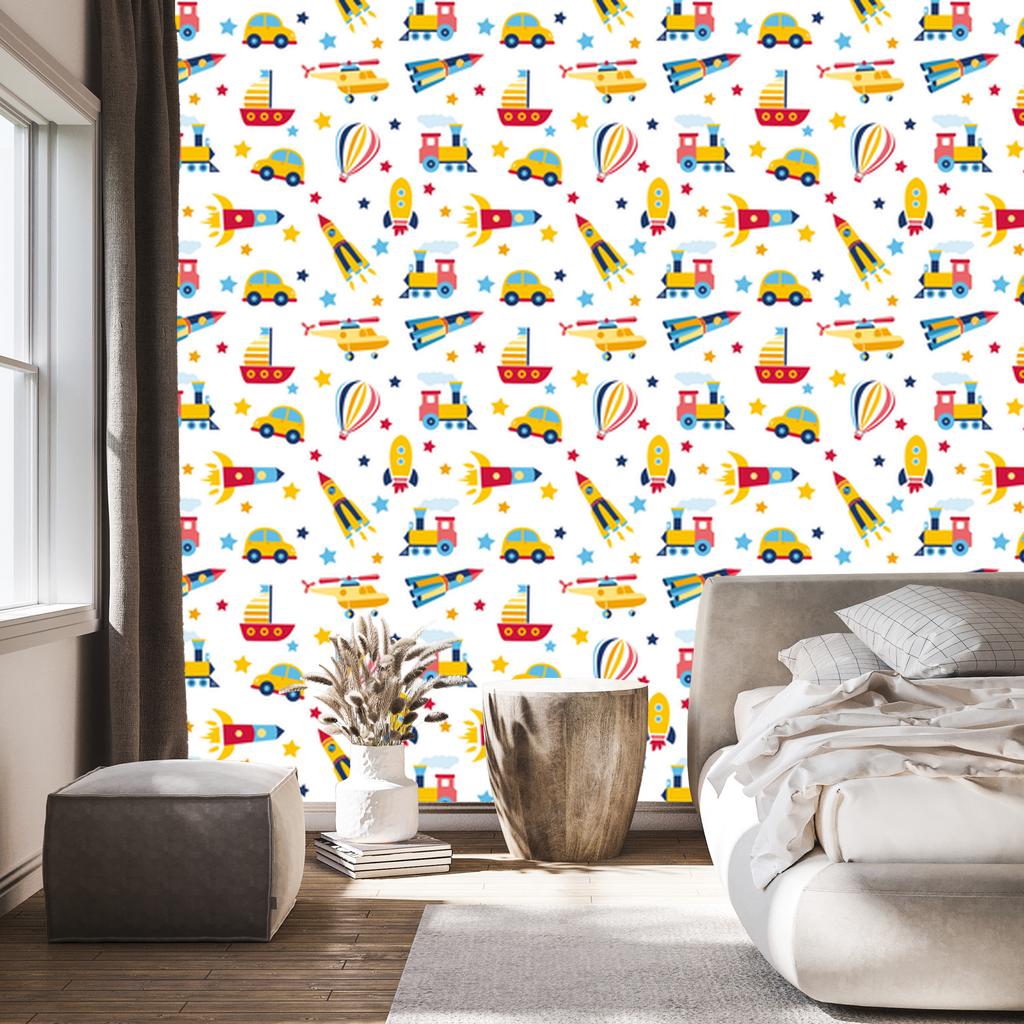 Wallpaper Balloons cars and helicopters for living room and bedroom 50x1000