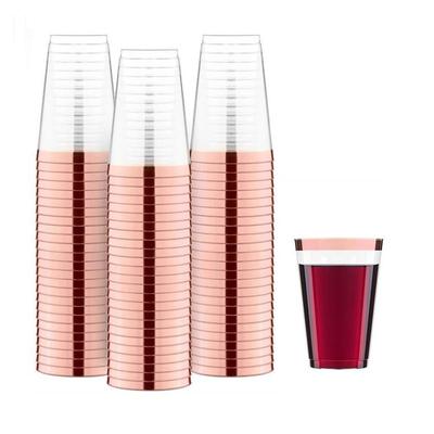 25-100 adet 12OZ Altın Plastik Bardaklar Tek Kullanımlık Altın Kenarlı Bardaklar Şık Gümüş Düğün Kupası Gül Altın Zarif Parti Doğum Günü Kupası