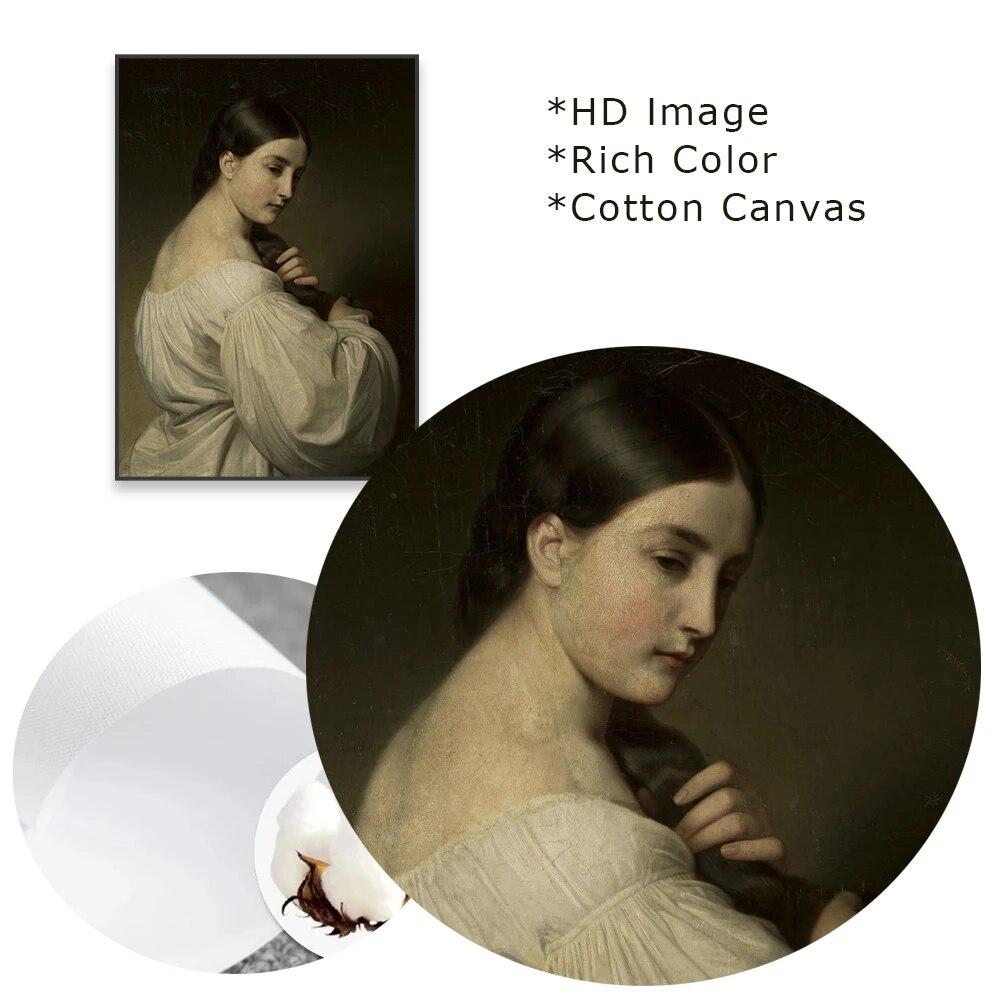 Vintage Portret van een Jonge Vrouw Poster Renaissance Vrouw Die Piano Speelt Olieverf Canvas Schilderij Slaapkamer Muurkunst Decor