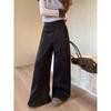 Women's Casual High-Waisted Light Gray Wide-Leg Sweatpants - Petite Spring Sportswear