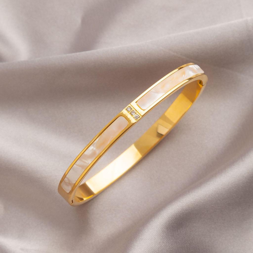 Leichter Luxus High-End Voll Diamant Titanstahl Armreif - Damen Modischer Temperament Schmuck