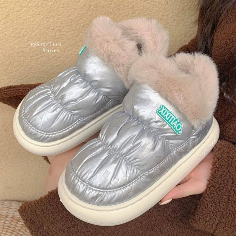 Mode Fell Winter Damen Stiefeletten Wasserdicht Klobige Plateau Sohle Warmes Plüsch Outdoor Kältefest Baumwollschuhe für Dame