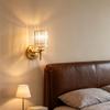 Elegant American Crystal Wall Lamp, Nordic Style Bedside Fixture, Modern Copper Design for Bedroom and Living Room