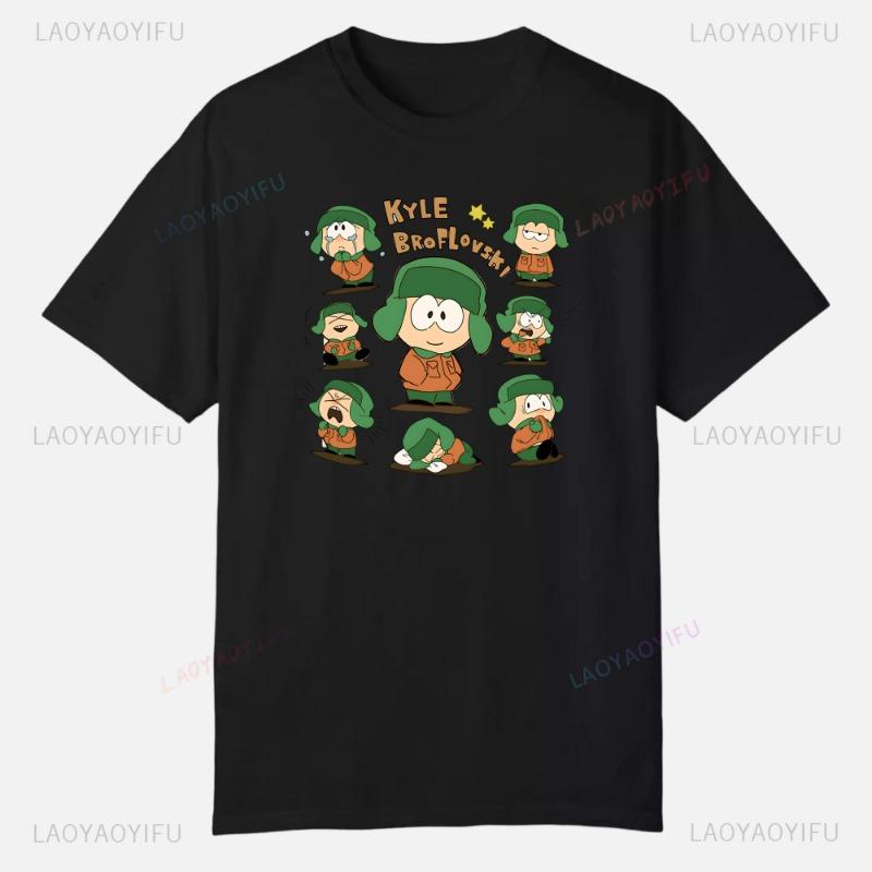 S-South Park Vlastní oblečení Vtipná trička s potiskem Bavlněná trička s krátkým rukávem Jednobarevná trička Oblečení Pánské Streetwear Grafické tričko
