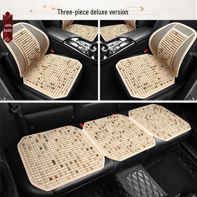 Universal Ventilated Car Seat Cushion with Cool Wood Beads, Breathable for All Seasons