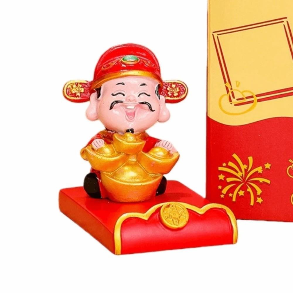 Festival Decorative Statue Chinese Wealth God Ornament Resin Mobile Phone Stand  New Year Gift