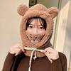 Winter Warm Bear Fleece Hood Neck Warmer Hat Muffler
