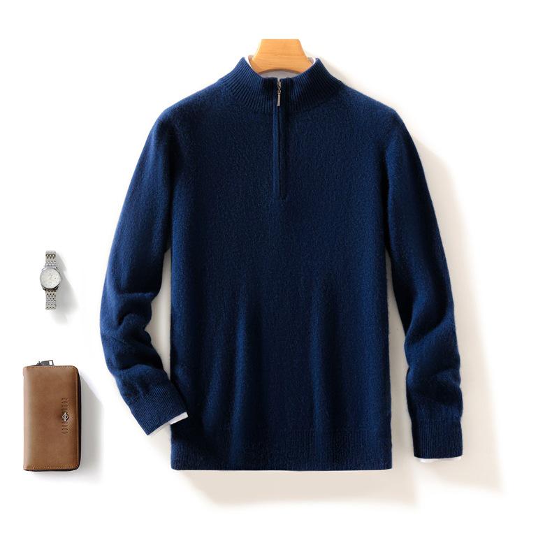 Men's Cashmere Half-Zip Thermal Sweater for Business Casual Wear