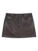 Meilade Women's PU Leather A-Line Mini Skirt - Petite High Waist Brown, Spring 2024
