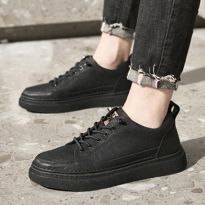 Men's Shoes Trend Breathable Soft Sole Cowhide Invisible Inner Heightening Board Shoes British Men's Casual Shoes