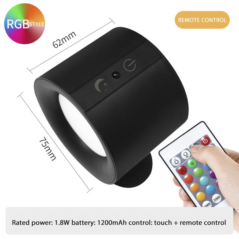 LED Double Head Wall Lamp Touch Control Remote 360 Rotatable USB Recharge Wireless Portable Night Light For Bedroom Reading Lamp