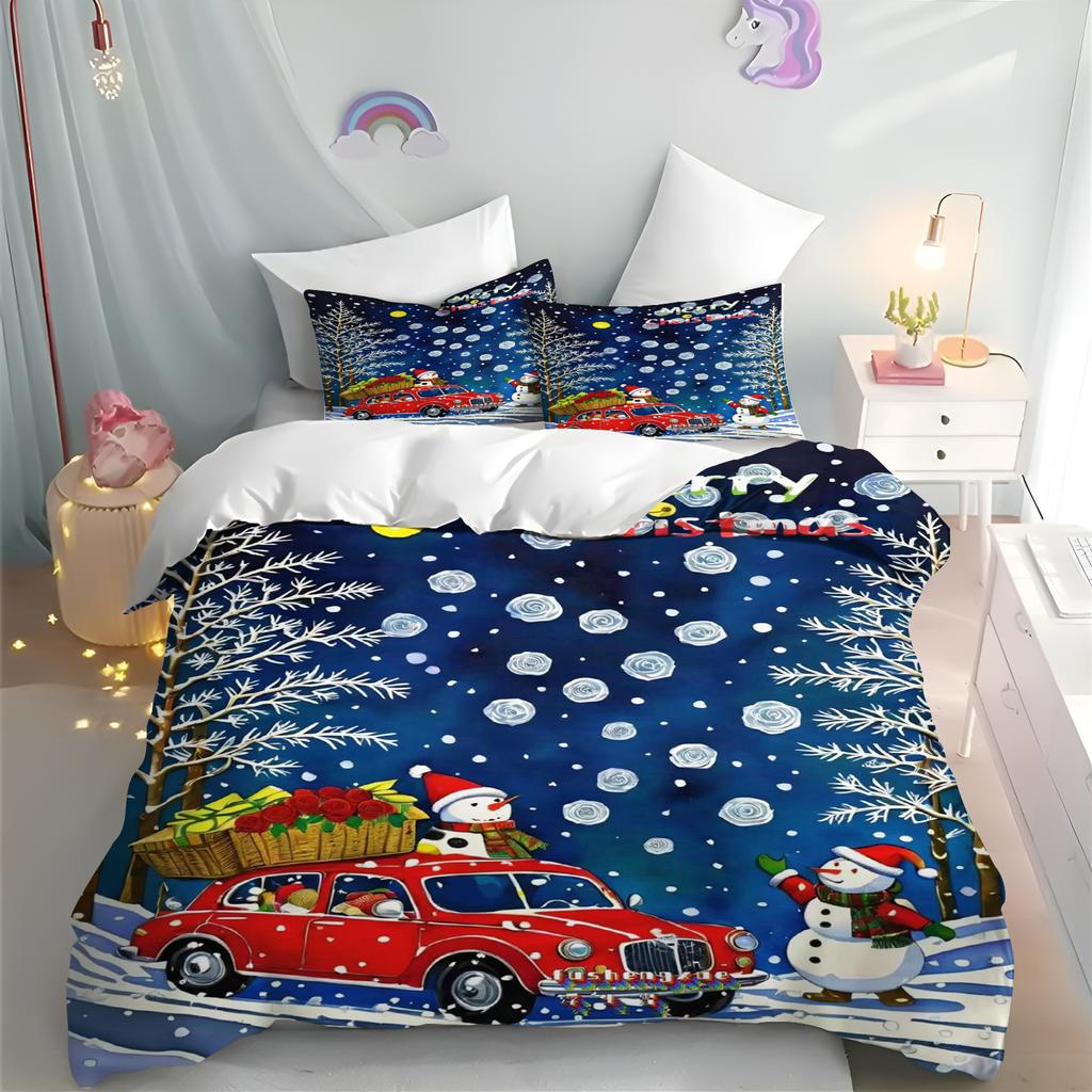 Merry Christmas Cover Quilt Cartoon Duvet Printing Home Breathable Children's Bedding Custom Made Set Kingreathable Bedding