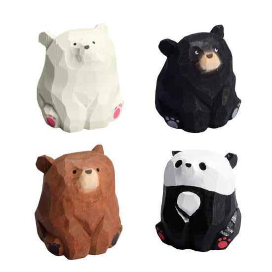 

Деревянная фигурка медведя, миниатюрная статуэтка медведя, деревенское настольное украшение в виде животного