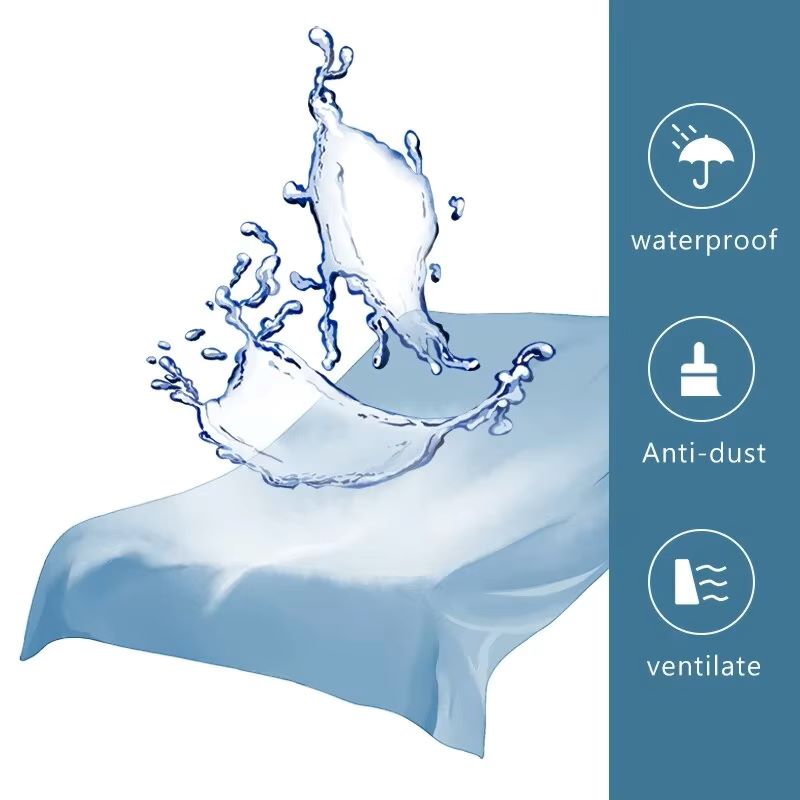 Waterproof Fitted Sheet Bedding Cover Bed Cloth Solid Color Mattress ,Soft Breathable Noiseless Bed Cover Deep Pocket Large Size