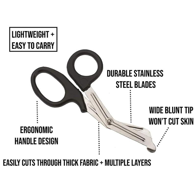Stainless Medical Rescue Scissors Plastic Handle Steel Wound Gauze First Aid Scissors Practical Outdoor Nurse Scissors Hand Tool