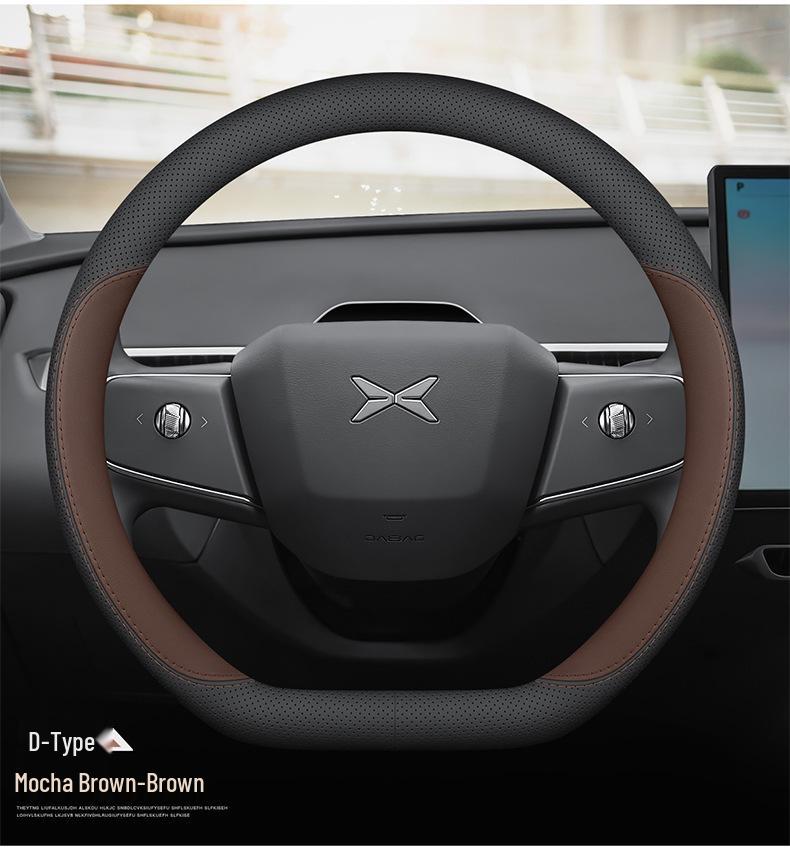Genuine Leather Steering Wheel Cover for XPeng MONA M03, P7, G6, X9, G7