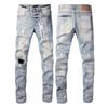Mens Slim Fit Jeans Punk Style Distressed Printed Denim Pants Teens Casual Wear
