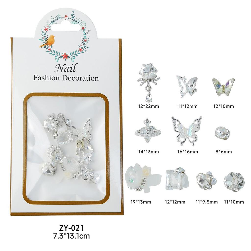 Nail Art Accessories: Alloy Rhinestone Set with Bow, Heart, Fishtail DIY Decorations