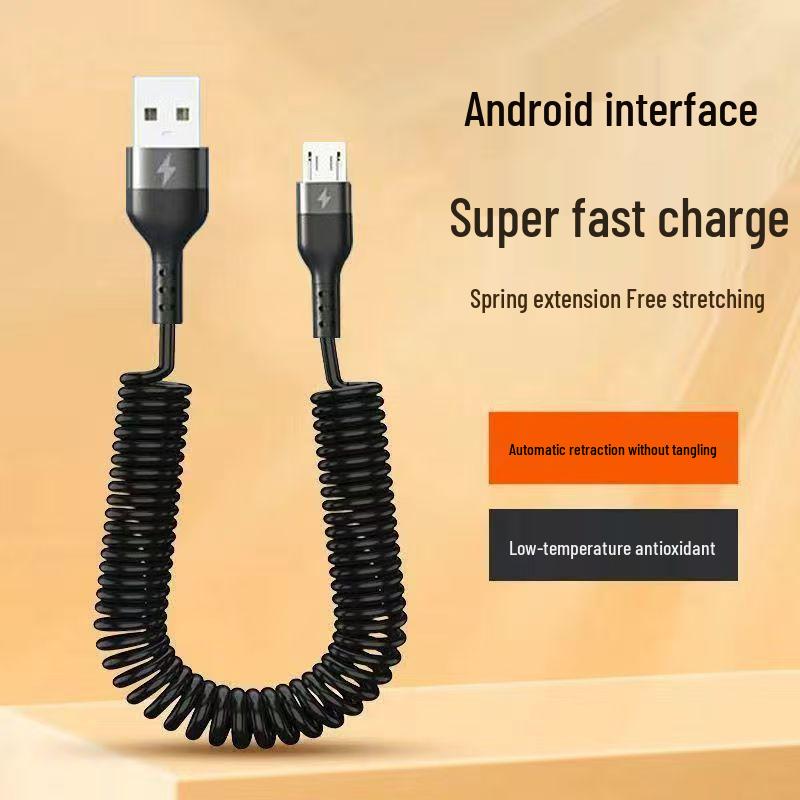 6A Ultra-Fast Charging Retractable Type-C Cable for Apple & Huawei - Car & Motorcycle Compatible