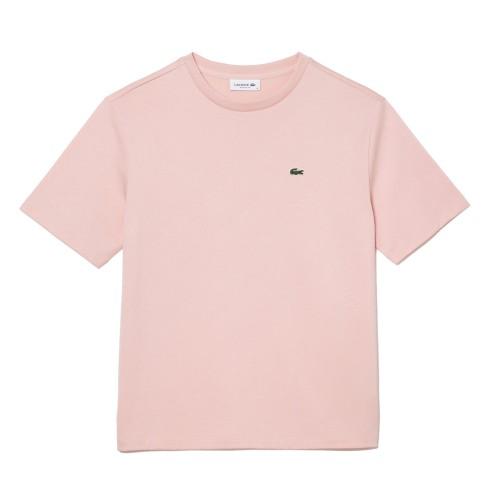 Lacoste Damen Premium Baumwolle Rundhals Boyfriend T-Shirt