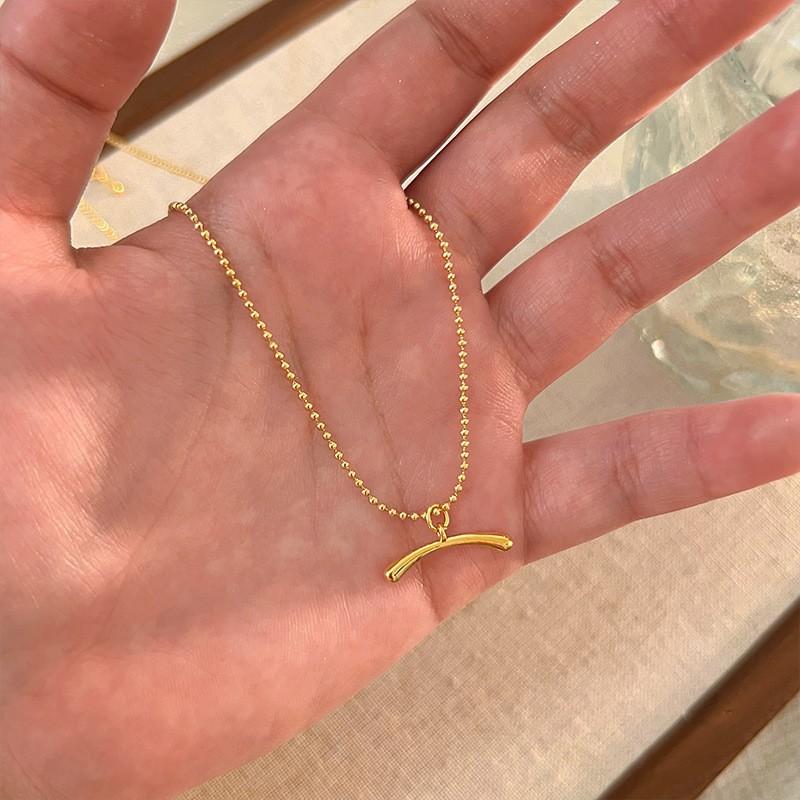 Simple Temperament Golden Beanie Necklace Female