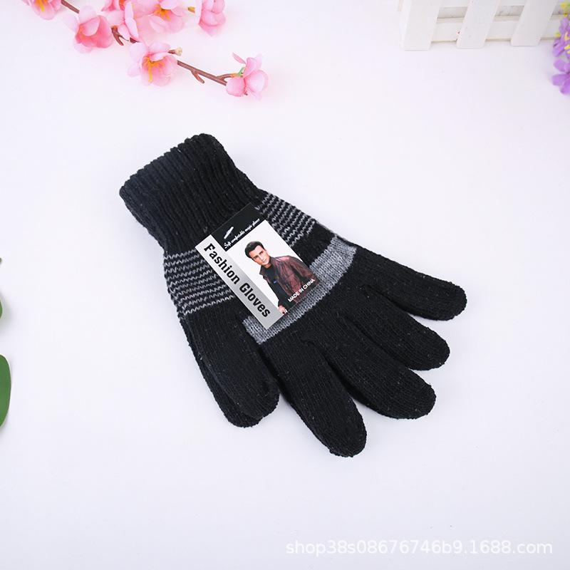 Winter new thermal gloves men's thickened full-finger gloves adult outdoor wool knitted gloves