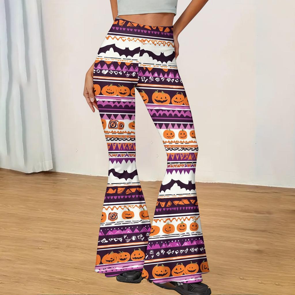 Women's Casual Halloween Print Flared Yoga Pants High Waist Stretch Comfortable Fit Soft Fabric Leggings