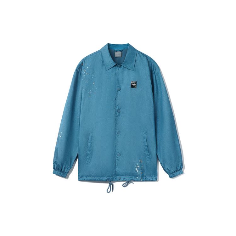 Li Ning Splash Ink Print Woven Jacket Men Jackets Blue AFDR389-3