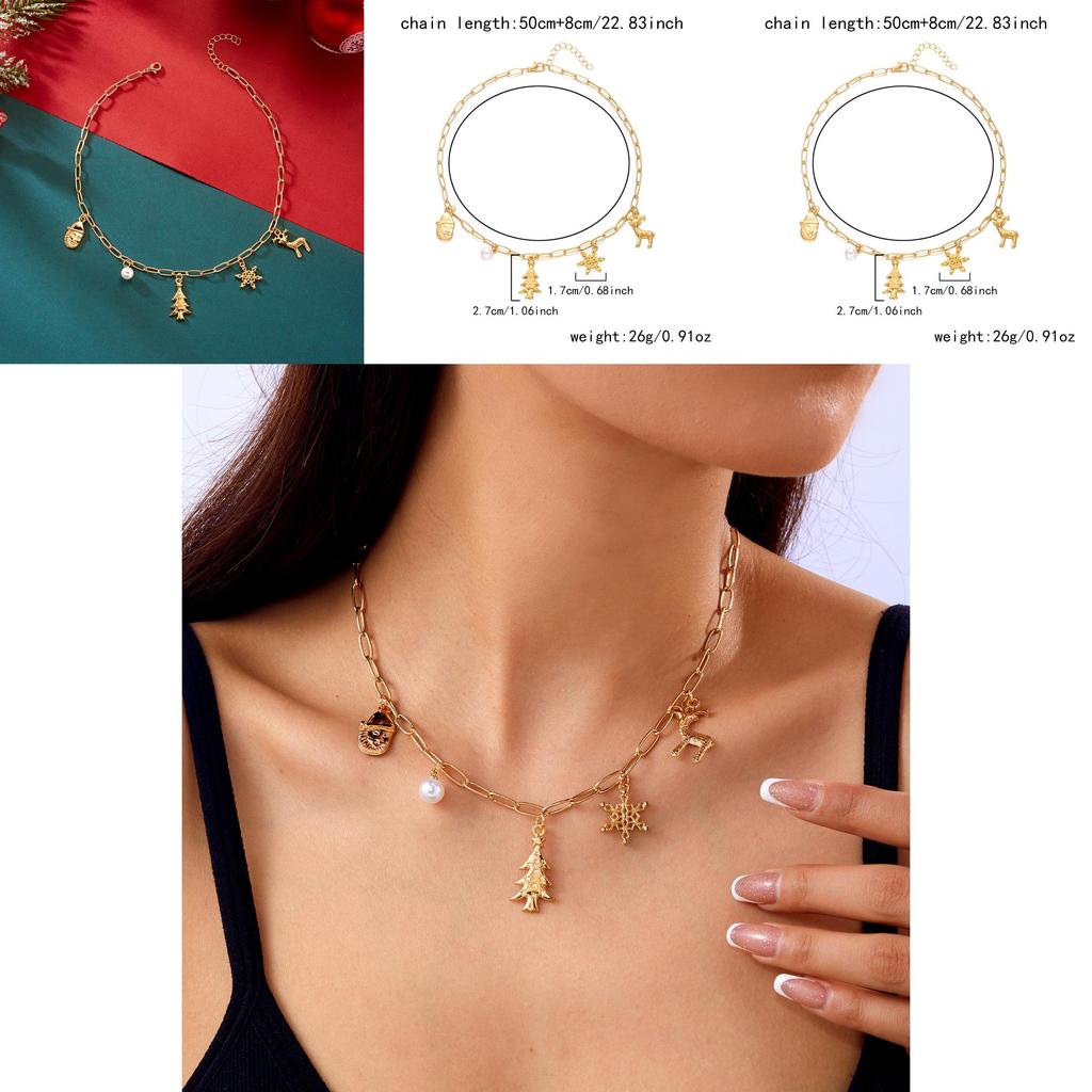 Weihnachts-Schneeflocken-Tier-Schmuck-Geschenkset mit Legierungs-Halsketten und Armbändern für Feiern