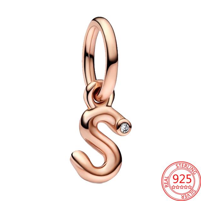 Argint Sterling S925 Charm Pandantiv Alfabet Script Litere A-Z Potrivit Brățară Originală Colier DIY Bijuterii