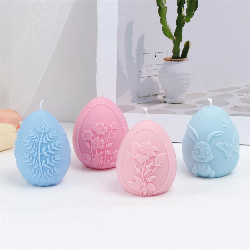 Easter Bunny Butterfly Egg Silicone Candle Mold DIY Floral Egg Plaster Mould Dandelion Clock Leaf Handmade Soap Home Decor Gift