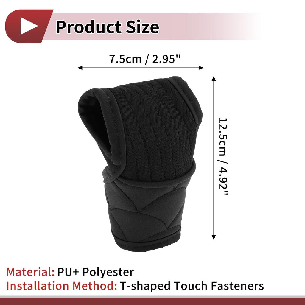Partuto Gear Shift Knob PU Safety Measures Cover, Black, 1pc, Polyester, Anti-Slip, Dustproof, Waterproof,